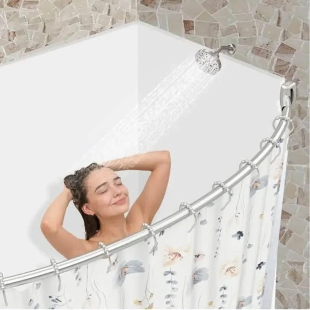 Curved Shower Curtain Rod, 42-74 inches Extra Wide Curved Shower Curtain Rod Adj